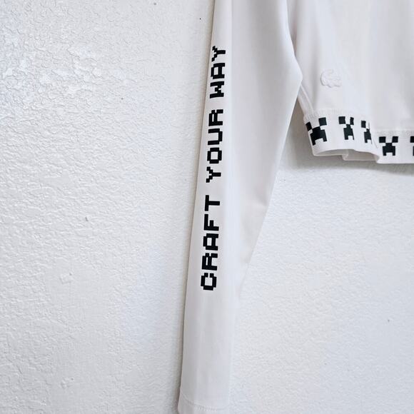 Lacoste x Minecraft White Cropped T-Shirt Size S 38 Gamer Streetwear Collab - Picture 3 of 10